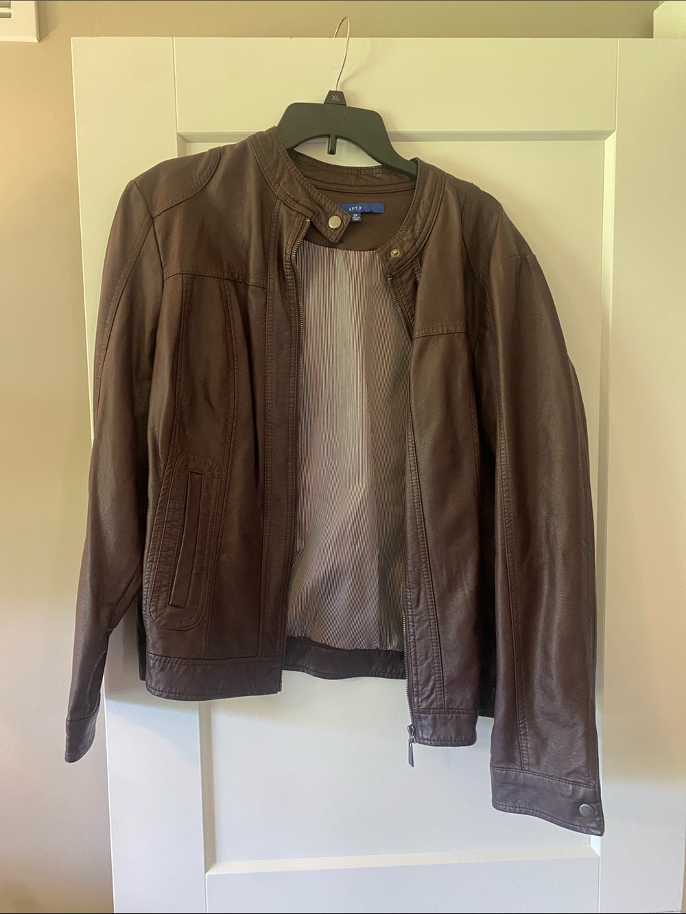 Apt. 9 Women's Dark Brown Leather Moto Jacket